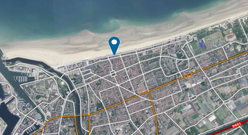 carte de Dunkerque, le restaurant y est pointé